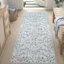 jinchan Runner Rug 2x5 - Vintage Hallway Machine Washable Rug Floral Non Slip with Rubber Backing Ultra-Thin Carpet Runner for Kitchen Bedroom Laundry Room Farmhouse Entryway (2x5ft,Blue)