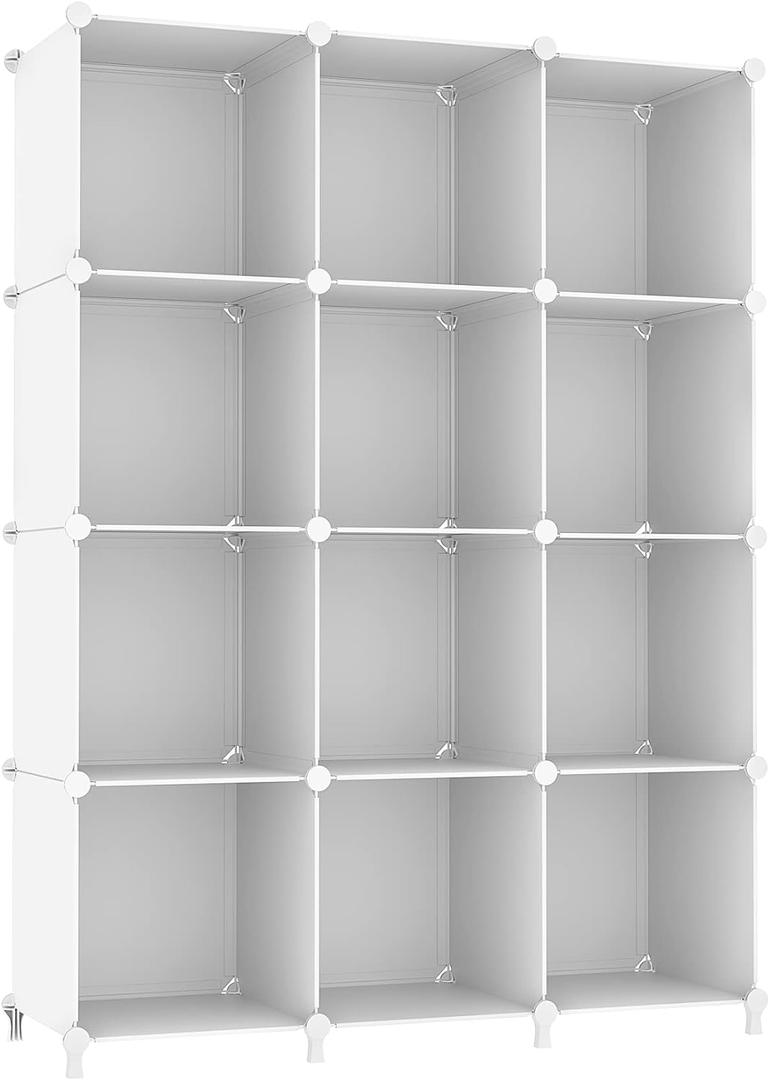 AWTATOS Cube Storage Organizer Storage 12 Cube Bookshelf DIY Plastic Closet Clothes Storage Shelves with Wooden Mallet, Stackable Storage Solution for Home, Bedroom, White AWTATOS Cube Storage Organizer Storage 12 Cube Bookshelf DIY Plastic Closet Clothes Storage Shelves with Wooden Mallet, Stackable Storage Solution for Home, Bedroom, White