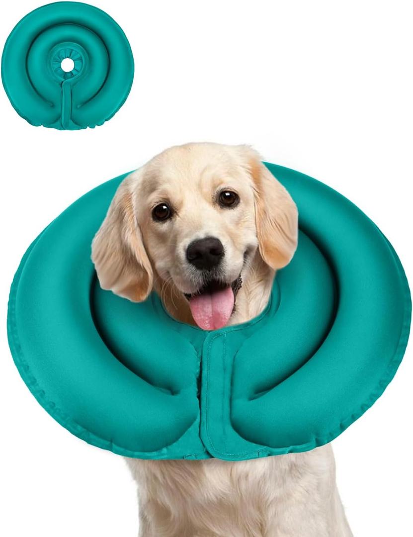 MIDOG Soft Inflatable Dog Cone - Comfortable Alternative After Surgery That Doesn't Block Vision, Patented Donut Recovery Collar Prevents Licking for Large & Medium Dogs (L)