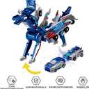 Collision Transforming Dinosaur Car Toy, Magnetic Dinosaur Transformer Car for Boys & Girls Party Favors Birthday Christmas (Blue)