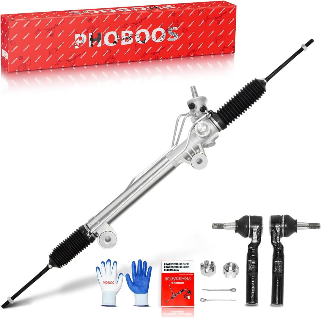 PHOBOOS Hydraulic Power Steering Rack and Pinion Assembly Compatible with Chevrolet Silverado 1500 1999-2007 & GMC Sierra 1500 1999-2007, with Outer Tie Rod Ends, Direct Fit, Ref. 22-1000/ES3492T