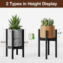 MUDEELA 14 Inch Tall Plant Stand for Indoor, Adjustable Width Bamboo Plant Stand for 8 9 10 11 12 Inches Pot, Single Tier Planter Holder Floor Stand, Mid Century Modern Style, Black, Without Pot
