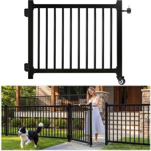 Deck Gate with Wheels, 32" x 48" Auto-Closing Outdoor Railing & Fence Gate