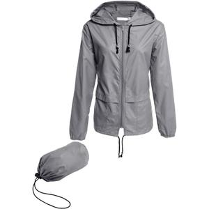 Avoogue Raincoat Women Lightweight Waterproof Rain Jackets Packable Outdoor Hooded Windbreaker (Medium, Gray)
