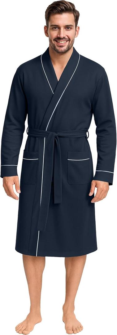 NY Threads Men's Robe Cotton Blend Knit Bathrobe (L)