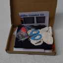 ORIGACH 5 Set Sashiko Coaster Kit, Japanese Traditional Sewing Kit, Handmade Coaster Kit with Thread, Needle, and Five Different Designs on Navy Blue Fabric