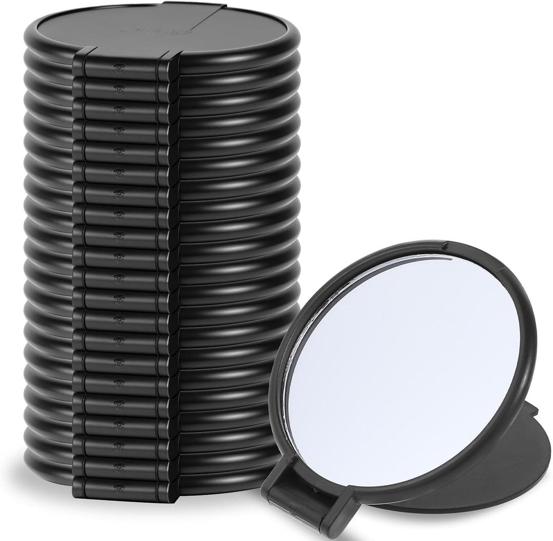 DIVINA VITAE 24Pcs Small Compact Mirror 2.36 Inch Mini Mirror Bulk Round Makeup Mirrors for Purse, Folding Pocket Mirrors for Women Travel Daily Use(Black)