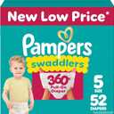 Pampers Diapers - Swaddlers 360 - Size 5, 52 Count, for up to 100% Leakproof Premium Skin Protection