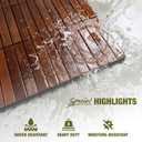 Premium Acacia Wood Interlocking Deck Tiles, 12"x12"x0.9" Outdoor Patio Flooring, Waterproof All-Weather Use, 9 PCS, Dark Brown Striped Pattern