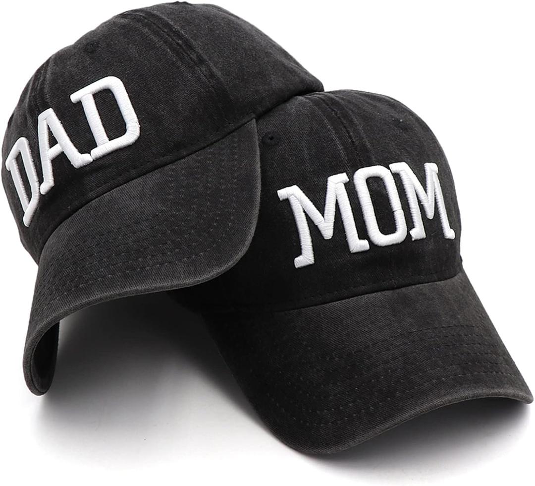 Mom and Dad Hats Fathers Day Mom Dad Gifts Hat Embroidered Adjustable Baseball Caps New Parents Gifts for Couples (One Size)