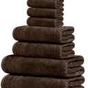 Towels Pack of 6 Towels Set, 2 Extra Large Bath, 2 Hand, 2 Washcloths, 100% Cotton, Lighter Weight, Quicker to Dry, Super Absorbent, Perfect for Bathroom, Brown