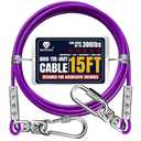 Tie Out Cable for Dogs Up to 300lbs,15ft Extra Strong 1000lbs Break Strength Tie-Out Tether Trolley Training Lead,Dog Run Cable for Yard Garden Park Camping Outside (Purple, 300lbs 15ft)