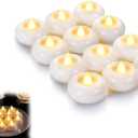 AMERTEER Flameless Floating Candles | Floating Led Candles | 12 Pack Warm White Led Floating Candles | Water Activated Tea Lights For Pool & SPA | Floating Flameless Candles For Parties & Weddings