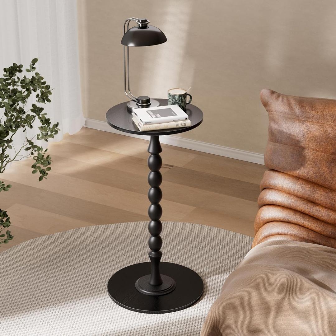 Side Table- Narrow Side Table, Small End Table, Black Luxury Living Room Side Tables for Small Spaces for Living Room, Bedroom, Bathroom, Corners and Office