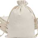 HRX Package 20pcs Cotton Canvas Bags 7x9 inches, Fabric Drawstring Gift Bags Pouches Sachet for Party Favors Craft DIY