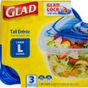 Glad GladWare Tall Entree Food Storage Containers with Lids, Large Square BPA Free Plastic for Meal Prep and Lunches, Lock Tight Seal, Microwave and Dishwasher Safe, 42 Oz, 3 Count