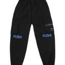 Boys Cargo Jogger Pants - Elastic Waist Casual Sweatpants, Teenage Relaxed Fit Workwear Pants with Pockets (6-7 Years, Black)