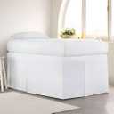 Extra Long Dorm Bed Skirt, Twin XL 32 Inch Drop, Pleated Style with Split Corners, 3 Panels, 100% Microfiber, College Room Essentials (White)