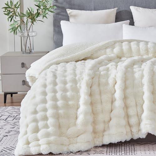 Serenhom 50x60 Inches Ultra-Soft Fuzzy Faux Fur Plush Throw Blanket - Thick, Warm Sherpa for Couch, Sofa, Bedroom, Camping - Decorative Blanket for Cozy Warmth, Bubble Ivory White Serenhom 50x60 Inches Ultra-Soft Fuzzy Faux Fur Plush Throw Blanket - Thick, Warm Sherpa for Couch, Sofa, Bedroom, Camping - Decorative Blanket for Cozy Warmth, Bubble Ivory White