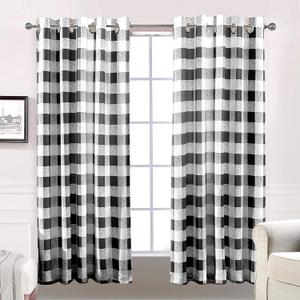 DriftAway Buffalo Plaid Check Curtains Black and White Buffalo Checkered Blackout Window Curtains for Farmhouse Country Style Bedroom Dining Room Darkening Thermal Curtains 2 Panels Set 63 Inch Long