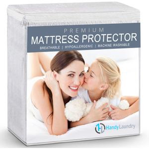 Handy Laundry Waterproof Mattress Protector  Breathable, Machine-Washable Mattress Cover  Perfect for Kids, Adults, and Pets  Extends Mattress Life. (Full Size)