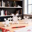 Christmas Decoration - 3PCS Snowflake Signs for Winter Decorations Farmhouse Rustic Wooden Snowflake Blocks for Tiered Tray, Mantel and Table Centerpiece Ornaments