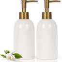 Natheeph 14OZ Ceramic Soap Dispenser Ceramic Soap Pump Dispenser Can Fill Liquid for Bathroom/Kitchen (2PC White)