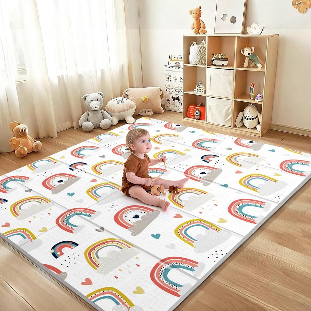 NOONKTY 79x71 Extra Large Baby Play Mat for Floor, Foldable Playmat,Rainbow
Playmat for Babies 0-12 Months & Kids, Non-Toxic Waterproof Baby Mat for Floor, Thick Playpen Mat for Tummy Time Crawling