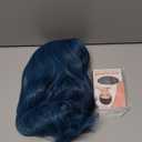 BERON Blue Wig Short Curly Wig for Women Mix Blue Wigs with Bangs Synthetic Dark Blue Wigs with Hairnet Include