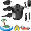 Air Pump for Inflatables, Portable Quick-Fill Electric Air Mattress Pump with 3 Nozzles, Inflator & Deflator Pumps for Outdoor Camping, Pool Floats, Inflatables Couch, Swimming Ring, 12V DC/110V AC (White)