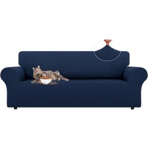 LURKA Stretch Sofa Slipcovers 1 Piece Couch Covers for 3 Cushion Couch Sofa Furniture Protector Full Sofa Covers with Elastic Bottom for Kids and Dog (Large, Navy)
