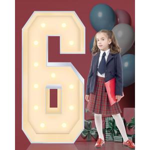 4FT Marquee Numbers 6 Sign, Large light up Numbers Party Decoration, No Tools Easy Setup, Corrugated Plastic, Can Be Used for Birthdays,Weddings,Baby Anniversaries (Numbers 6)