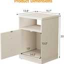 RoyalCraft Beige Nightstand with Storage Shelf and Door, Faux Two-Drawer Design Side Table, Modern Night Stand for Bedroom Dorm, Wood End Table for Small Spaces, 15.7 inches x 13.8 inches x 23 inches