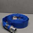 DAVCO 2" ID  25 ft Pool Backwash Hose, Heavy Duty Reinforced Blue PVC Lay Flat Water Discharge Pump Hoses For Swimming Drain Pools and Clean Filters, with Aluminum Camlock C and E Fittings