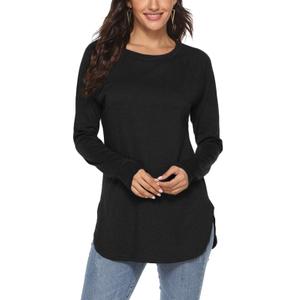Newchoice Tunic Tops for Leggings for Women Long Sleeve Crewneck Loose Soft Basic Tees (S, Black)