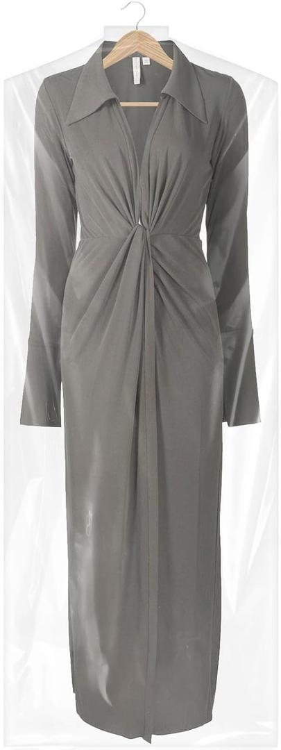 50 Pack 23.6"x70" Garment Bags for Hanging Clothes, Thick Clear Plastic Dry Cleaning Covers for Closet Storage & Travel