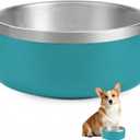 Dog Bowl, Stainless Steel Dog Bowls for Food and Water, Metal Pet Feeding Bowl with Insulated Non-Slip Quiet Bottom, Easy to Clean, Dishwasher Safe, 32oz,4 Cup | Teal