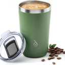 Ideus 20 oz Tumbler, Travel Coffee Mug with Splash Proof Sliding Lid, Double Wall Stainless Steel Vacuum Insulated Coffee Mug for Home and Office, Keep Beverages Hot or Cold, Avocado Green