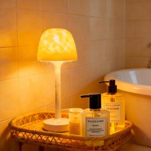 Waterproof Shower Lamp with Ocean Wave Projector for Bathroom, Cordless Rechargeable Bath Light with 16 Color Changing,Table Lamp for Bathtub, Night Shower & Relaxing Dating, Mothers Day Gifts
