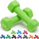 Portzon Weights Dumbbells 10 Colors Options Compatible with Set of 2 Neoprene Dumbbells Set,1-15 LB, Anti-Slip, Anti-roll, Hex Shape for Shoulder,Neck, and Hand Training for Seniors (Green)