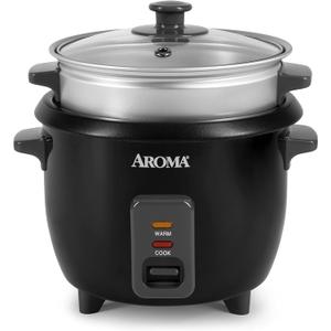 Aroma Housewares ARC-363-1NGB 3 Uncooked/6 Cups Cooked Rice Cooker, Steamer, Multicooker, 2-6 cups, Black