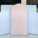 Light Baby Blue Solid Arch Backdrop Covers for Positano Parties Arched Stand Stretchy Fabric Cover Porcelain Boys Birthday Party Decors(4x7.2ft) (GX-1176)