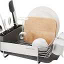 KitchenAid Compact, Space Saving Rust Resistant Dish Rack, with Angled Self Draining Drain Board and Removable Flatware Caddy, 16.06-Inch, Gray