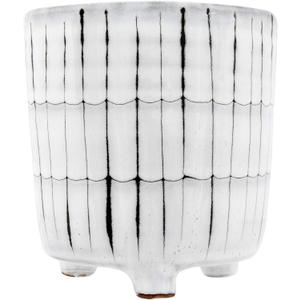 Creative Co-Op White & Black Terracotta Footed Planter