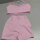 Two Piece Workout Sets For Women Sports Bra Matching High Waist Scrunch Butt Shorts Gym Yoga Athletic Clothes (Small, Pink)