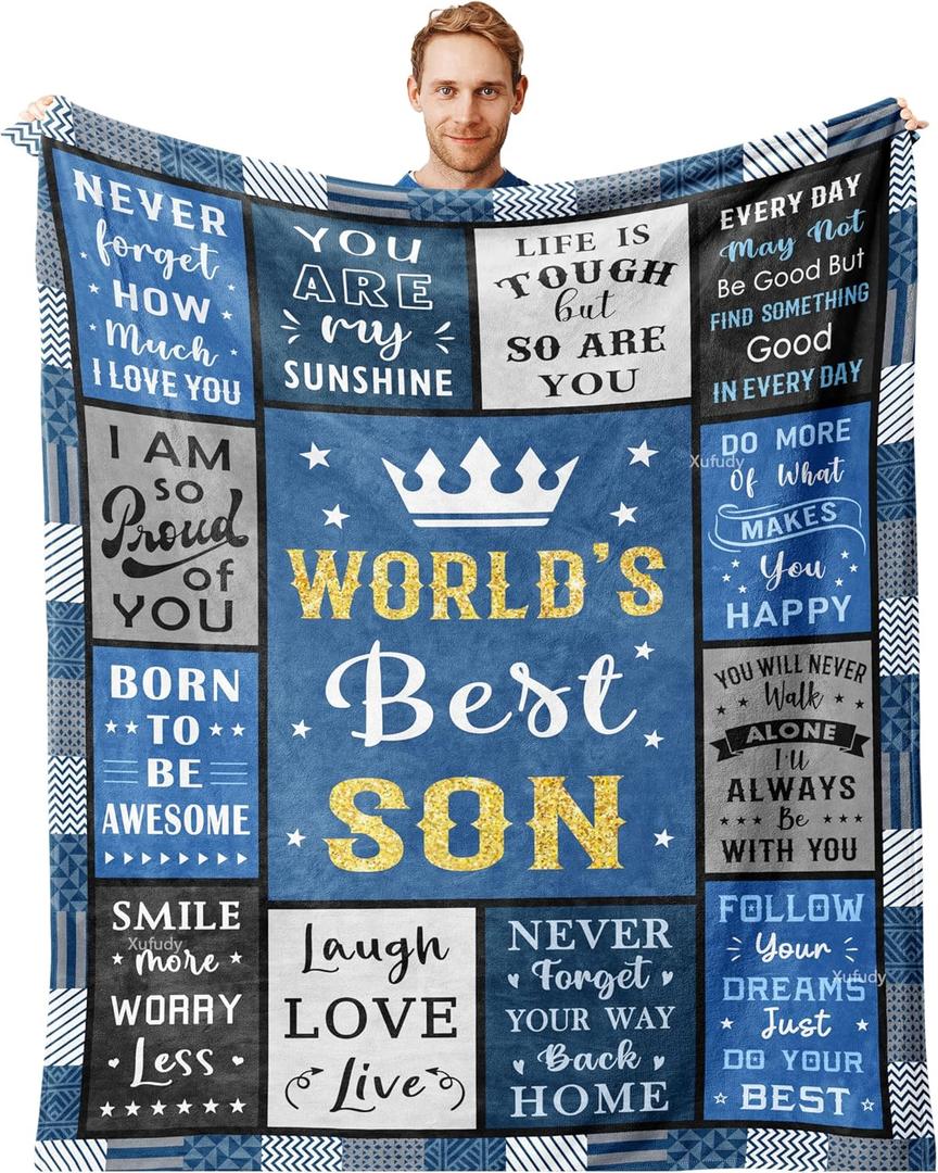Gifts for Son, Best Birthday Gifts for Adult Son Blanket 60"x50", Son Gifts from Mom/Dad, Son Birthday Gifts, Gift for My Son, Gifts for Grown Son