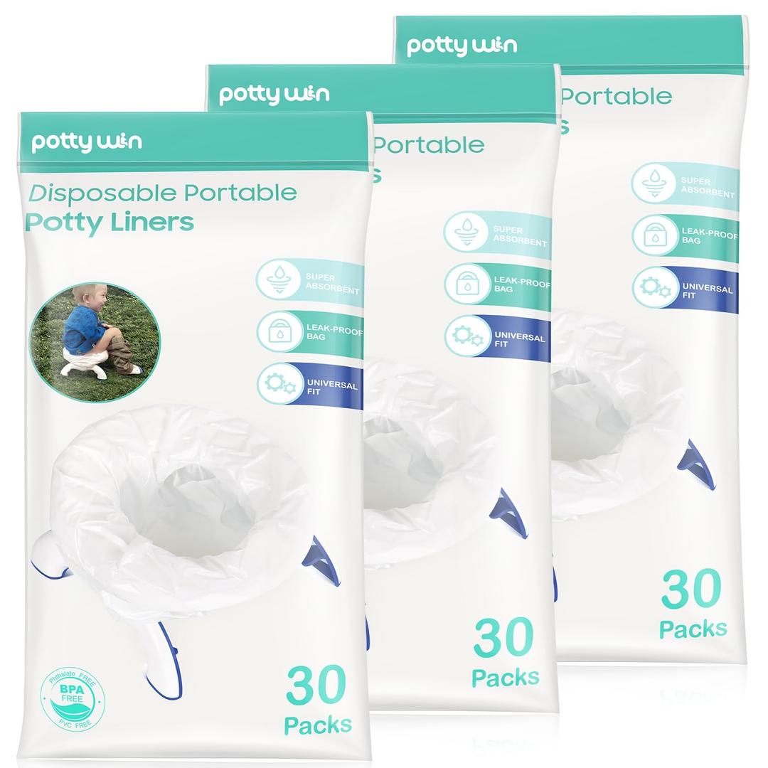 Potty Win [90 Counts] Disposable Potty Liners Compatible with OXO Tot 2-in-1 Go Potty, Potty Refill Bags for Toddler Travel, Universal Potty Bags Fit Most Potty Chairs