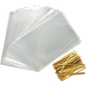 200 Pcs 3.6" x 6" Small Clear Bags Cello Candy Bags with Twist Ties for Cookie Treats Wedding Baby Shower Valentine Birthday Party Favors