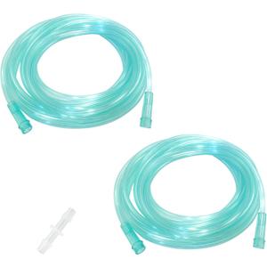 Oxygen Tubing, 16.4 ft, 2 Pack, Green, Crush Resistant with Connectors