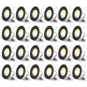 Amico 24 Pack 5/6 inch 5CCT LED Recessed Lighting, Dimmable, 12.5W=100W, 950LM, 2700K/3000K/4000K/5000K/6000K Selectable, Retrofit Can Lights with Baffle Trim, IC Rated - ETL & FCC, Black